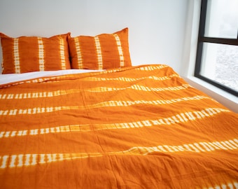Mustard Tie & Dye Cotton Duvet Cover with Pillowcases