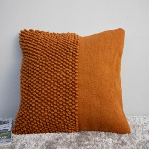 Chunky Loops Pillow Cover | Burnt Orange Cushion Cover -Cotton  Pillow Cover - 18x18 , 20x20 Pillow Covers - Decorative Cushion cover