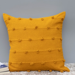Handwoven Turmeric Yellow Pillow Cover: Boho Cotton Cushion