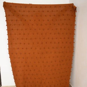 Rust Loops Hand Loom Chunky Woven Cotton Throw Blankets Decorative Chunky Rust Orange Throw Blanket 52x72 Inch image 4