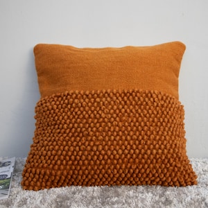Chunky Loops  Rust Orange Throw Pillow Cover | Decorative Throw Cushion Cover - Burnt Orange Pillow Cover - 18x18 , 20x20 Inch Pillow Cover