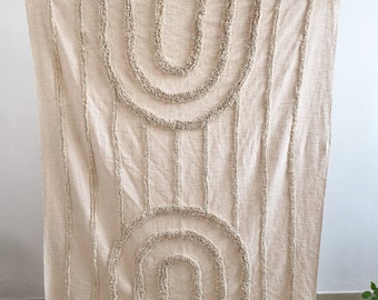 Rainbow Tufted Cotton Throw Blanket with Tassels