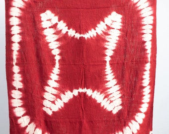 Burgundy Tie Dye Throw Blanket: Handloom Cotton with Fringes (52x72 Inch)