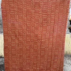 Rust Mud Cloth Cotton Blanket Block Printed Throw Blanket Rust Cotton Blanket with Fringes Tassels Fathers Day Sale image 2