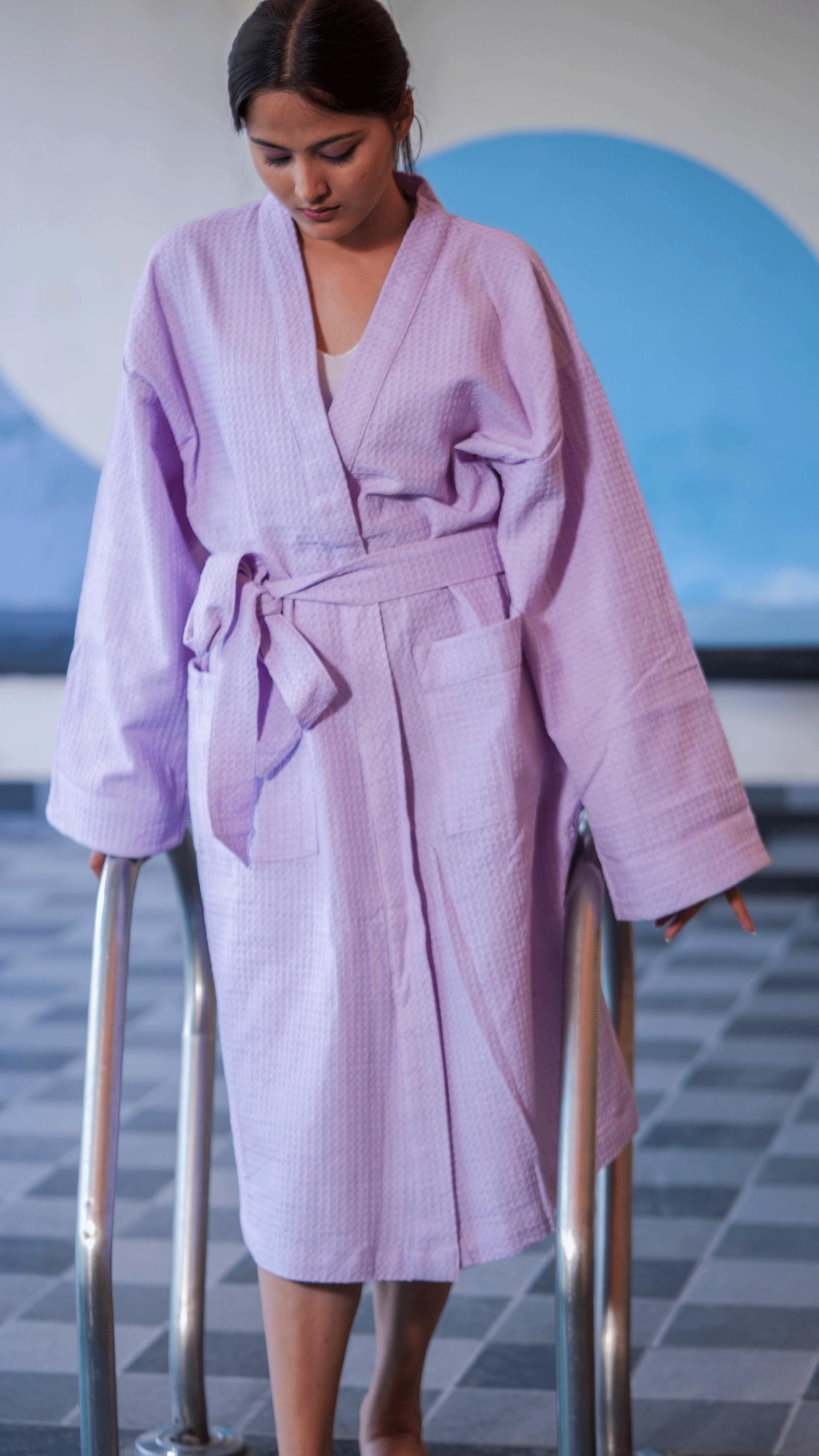 Organic Cotton Waffle Robe: Lilac Lightweight Loungewear