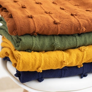 Handloom Cotton Loops Throw Blanket | Chunky Woven Cotton Blanket 52x72 Inch | Housewarming , Easter Gift