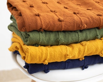 Handloom Cotton Loops Throw Blanket: Chunky Woven Design, 52x72 Inch