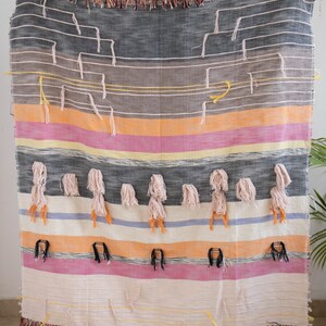 Hand Loom Woven Cotton Throw Blanket: Boho Fringe Decor (50x60 inch)