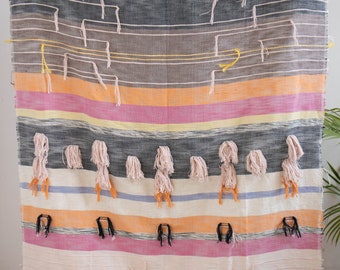 Hand Loom Woven Cotton Throw Blanket: Boho Fringe Decor (50x60 inch)