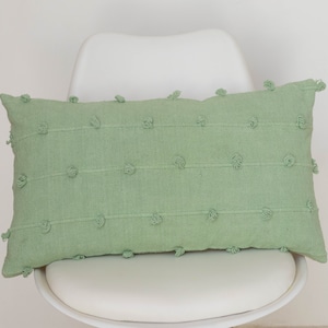 Sage Green Wool Pillow Cover: Handwoven Boho Texture