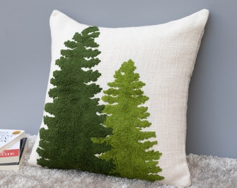 Christmas Tree Decorative Cushion Cover - Crewel Embroidery Pillow Cover
