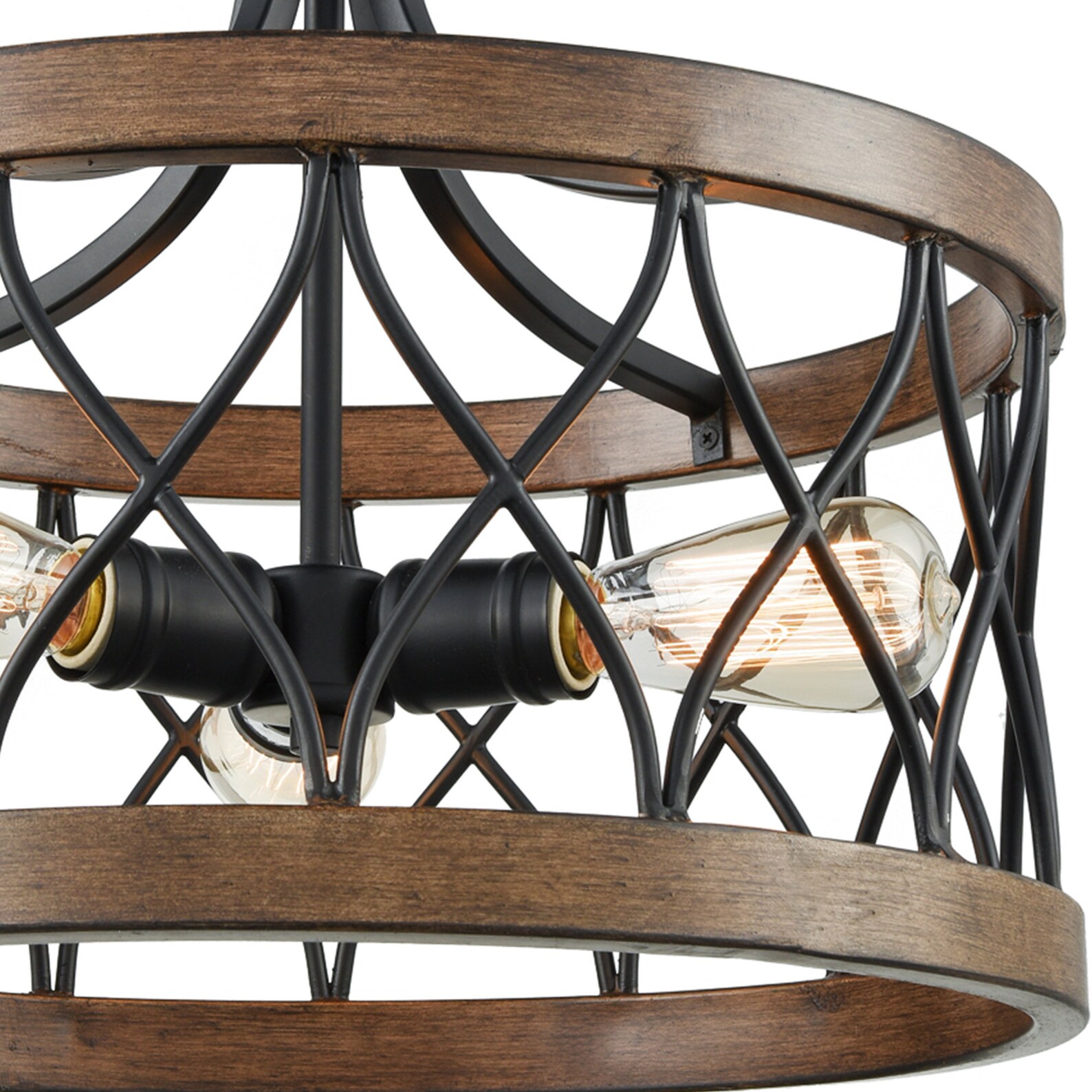 Rustic Semi Flush Mount Ceiling Light Black and Wood Grain Etsy