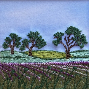 Lavender field embroidered picture