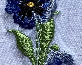 Pansy bookmark embroidery