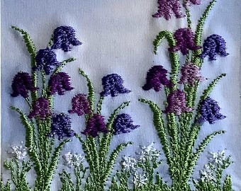 Bluebells embroidered picture