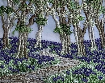 Bluebell woods embroidered picture