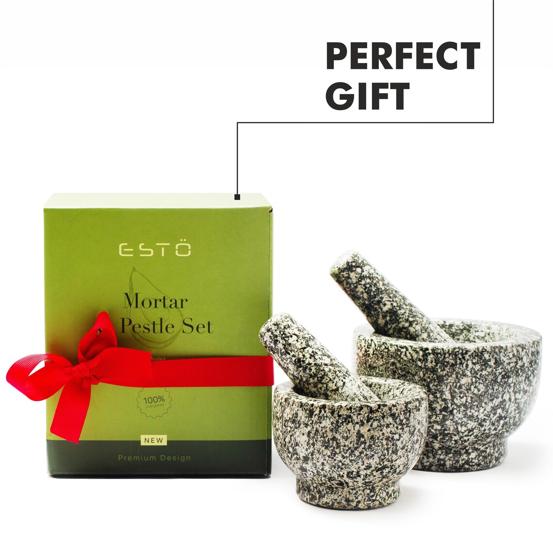 Mortar And Pestle Stone Set with Garlic Peeler and Avocado Etsy