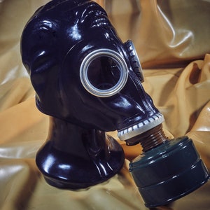 Vintage GP5 Gas Mask, Black Rubber hood fit with filter included