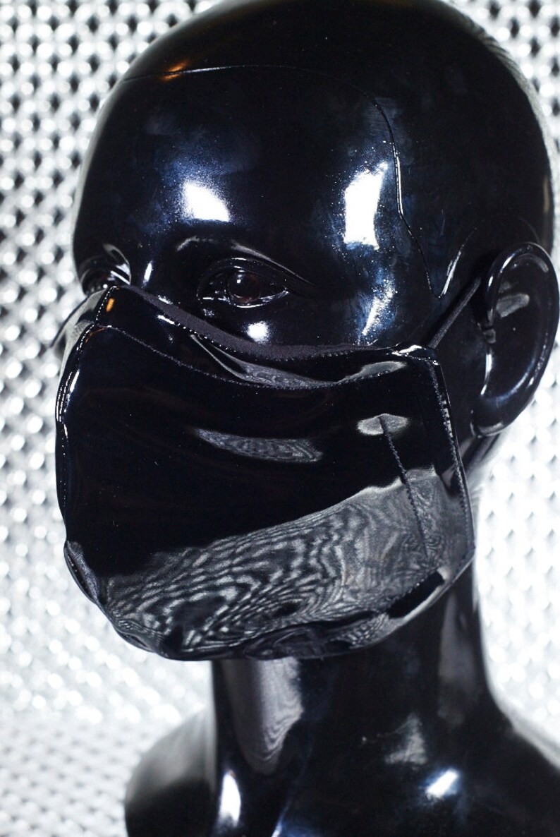 Shiny Black PVC 2Layer Fitted Vinyl Face Mask with Filter Etsy