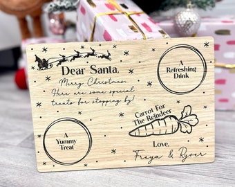 Wooden Santa’s Christmas Eve Treat Board, Santas Milk & Cookies