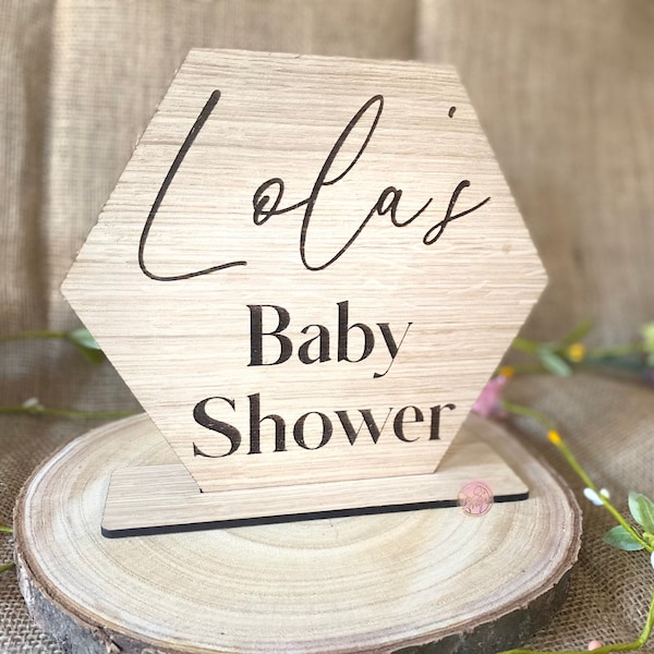 Laser Engraved Wooden Baby Shower Table Centre Piece Sign - Baby Shower Decoration, Party Table Centre Piece, Gender Reveal Decoration
