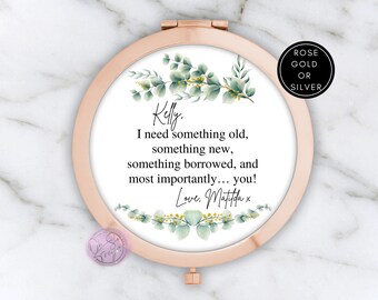 Personalised Bridesmaid Quote Compact Mirror - Personalised Gift for Bridesmaid, Bridesmaid Proposal Gift, Hen Party