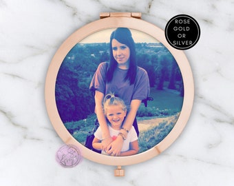 Personalised Photo Compact Mirror - Personalised Gift for Mum, Stocking Filler Gift, Personalised Mirror For Nan, Gran, Sister