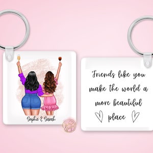 Personalised Best Friend Keyring - Keepsake Keychain - MDF Square Keyring - Keyring for Best Friend, Sister, Bestie Gift - Custom Keychain