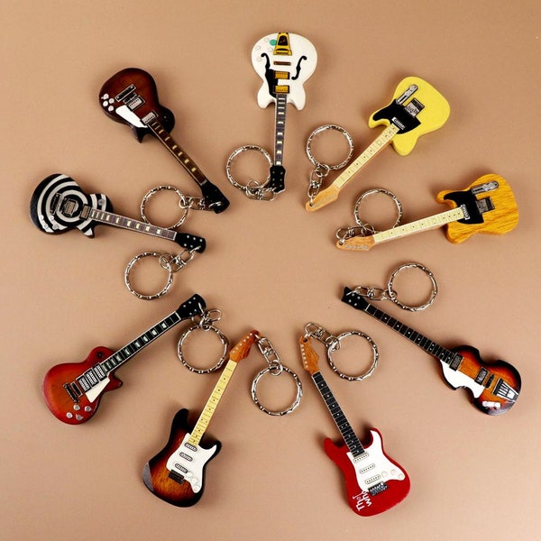 Wooden Guitar Keyrings / Keychains