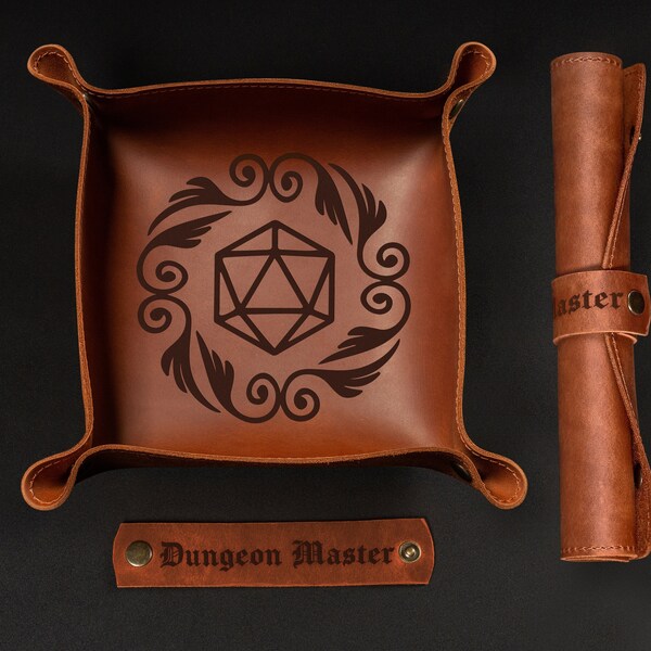 Rolling tray, Dungeons and dragons, Dice tray, D&D, Dungeon Master Gift, Christmas, Roleplaying Games, Leather accessories