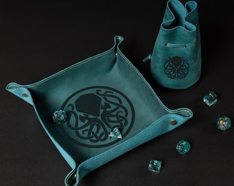 Dice Bag, Dungeons and Dragons, Leather Dice Bag, Dice Cup, Dice Tray, Custom Dice Bag, Dice set, DND, Tabletop gaming, Dungeon Master, RPG