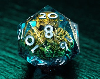 Dice Set, Cthulhu, D&D Dice Set, Kraken, D20, Call Of Cthulhu, Handmade, Sharp Edge Dice, Tentacles, Octopus Dice