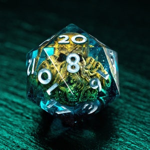 Dice Set, Cthulhu, D&D Dice Set, Kraken, D20, Call Of Cthulhu, Handmade, Sharp Edge Dice, Tentacles, Octopus Dice