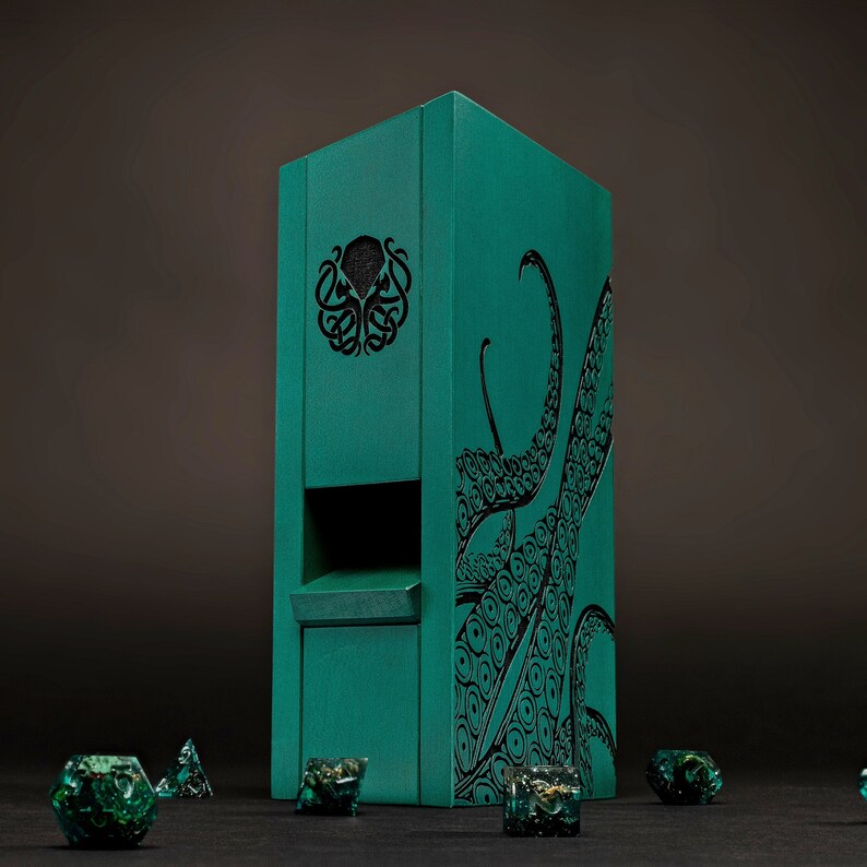 Cthulhu dobbelstenen set, handgemaakt, D&D dobbelstenen set, Kraken, D20, Call Of Cthulhu, scherpe rand dobbelstenen, tentakels, Octopus dobbelstenen DICE SET +DICE TOWER