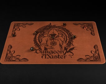 Leather Desk Mat, Gaming Mat, Dungeons and dragons, D&D, Dungeon Master Gift, Roleplaying Games, Leather accessories