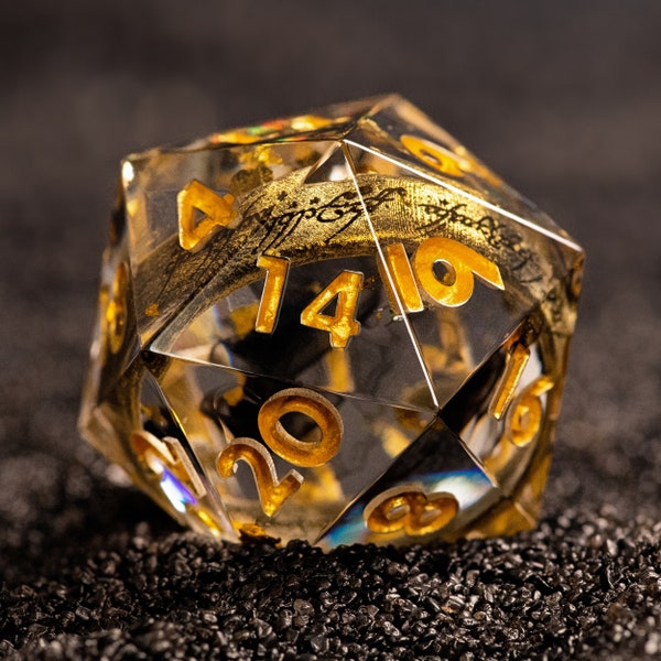 Le Seigneur des anneaux, jeu de dés, LOTR, donjons et dragons, un anneau, dés faits main, dés, D20, MDN, boîte à dés, dés tranchants,