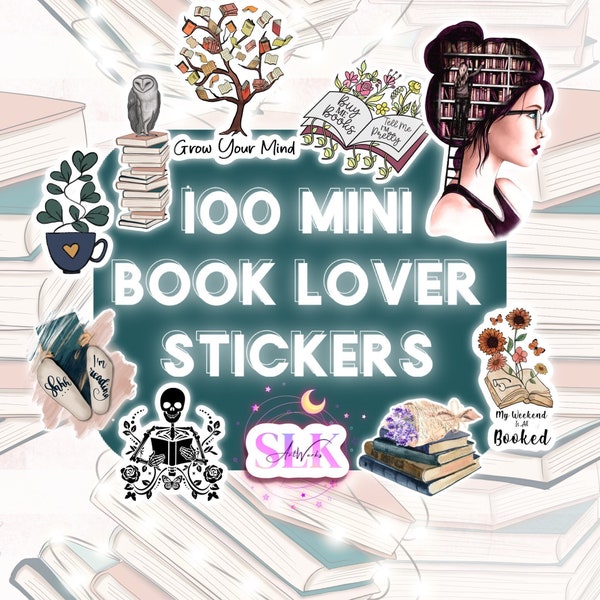 100 MINI Weather/Fade Resistant Random Book Sticker Mystery Pack  - Notebook/Planner Stickers - Mystery box - Bookish Sticker Pack
