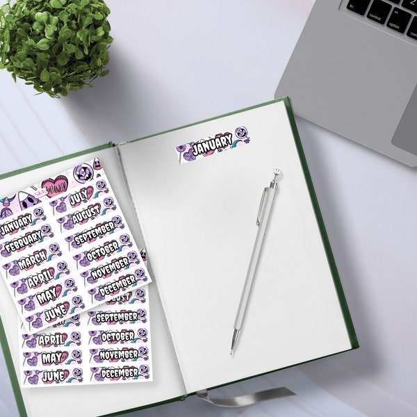 Pastel Goth Spooky Month Stickers - Functional Planner Stickers - Spooky Planner - 2023 Planner - Goth Planner Stickers - Month Header