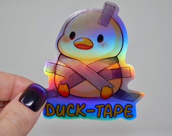 Adhesivo holográfico de vinilo Duck-Tape: Calcomanía con un divertido juego de palabras