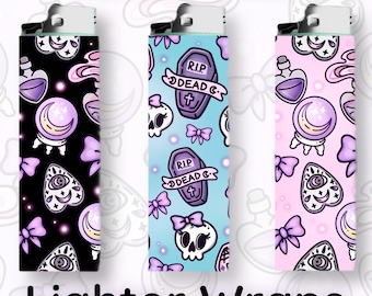 Kawaii Witch Lighter Wrap - Cute Witch Lighter Sticker - Wrap ONLY - Witchy Stickers - Spooky Goth Lighter Skins