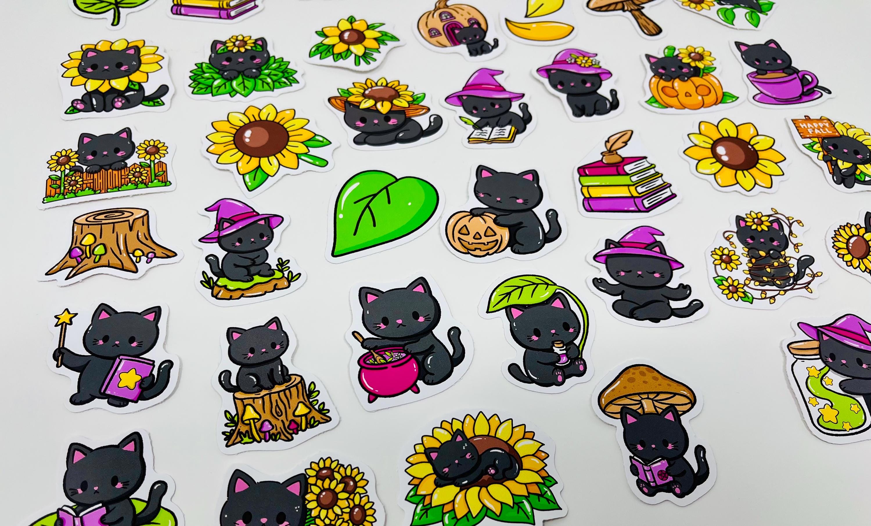 Kawaii Fall Cats Sticker Pack | Cute Autumn Cat Stickers | Cozy ...
