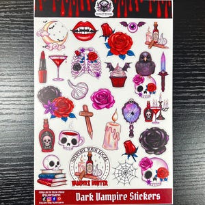 Dark Vampire Stickers - Durable Waterproof Vinyl Stickers  - Sticker Pack - MINI Sticker Sheet - Dark Journal - Vamp Stickers
