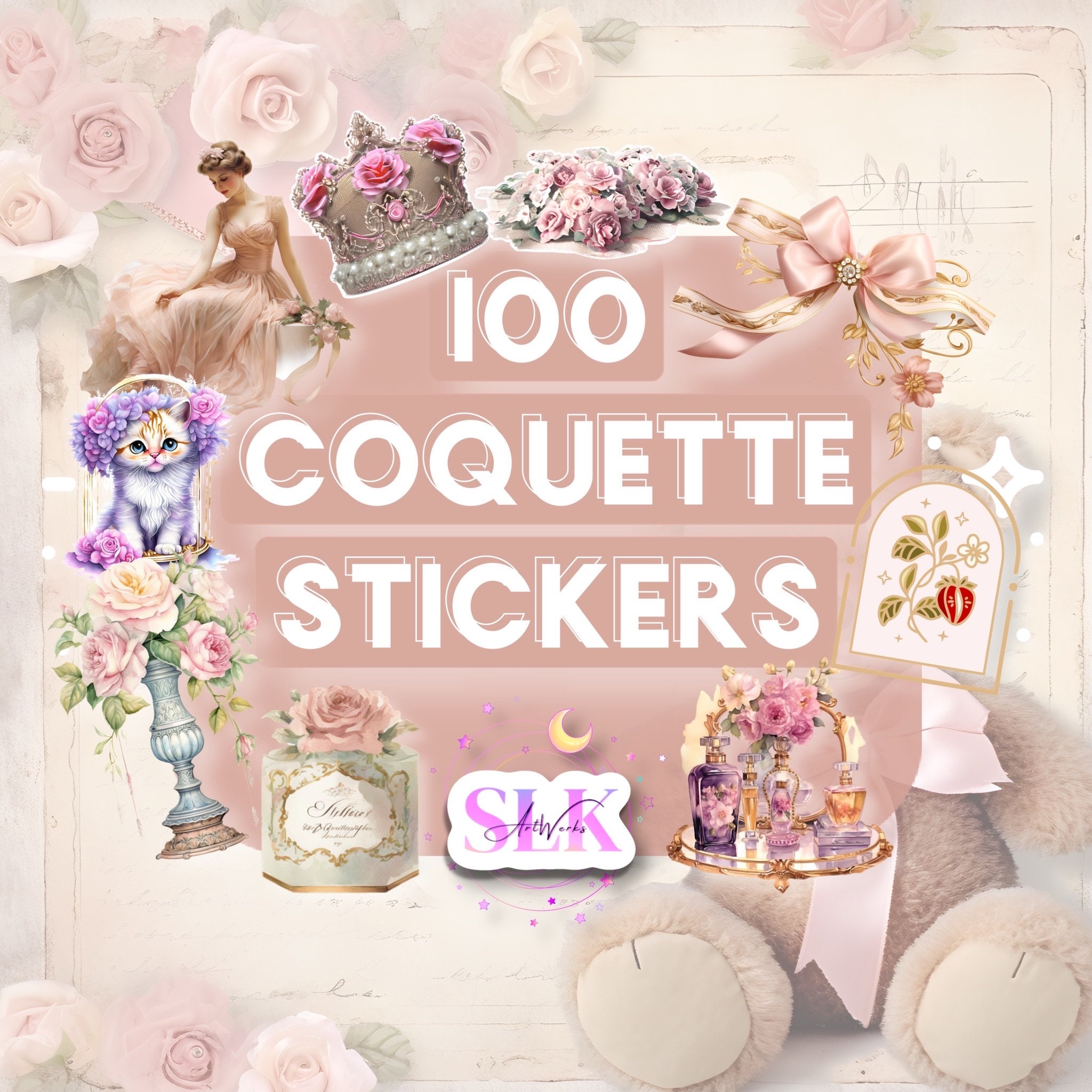 100 MINI Weather/fade Resistant Random Coquette Sticker Mystery