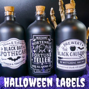 12 Witchy Halloween Labels - Halloween Decor - DIY Potion Bottles - Potion Bottle Labels - Tarot Readings - Witches Brew