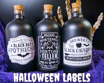 Witchy Halloween Potion Bottle Labels: Waterproof Vinyl Stickers