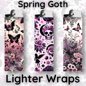 Spring Goth Lighter Wrap - Cute Goth Lighter Sticker - Wrap ONLY - Lighter Stickers - Goth Lighter Skins