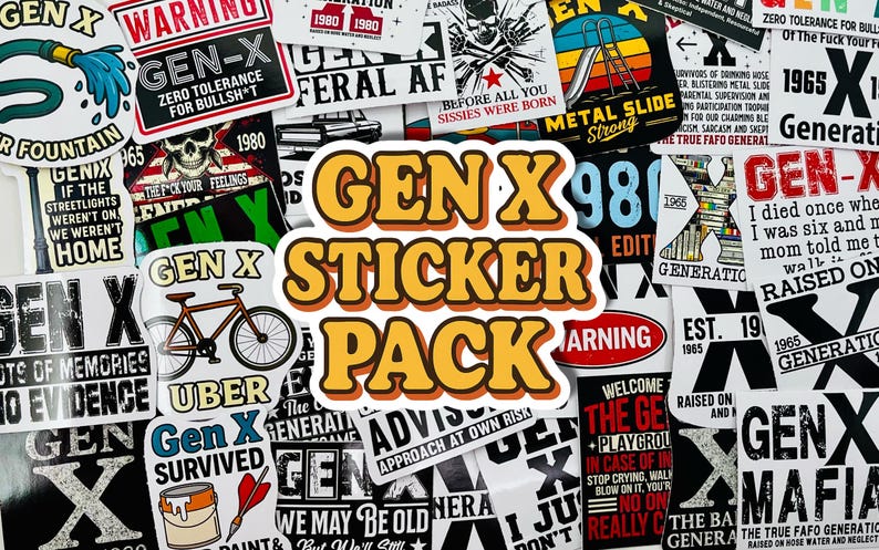 Gen X Sticker Pack | Retro 80s 90s Nostalgia Stickers | Funny Gen X ...