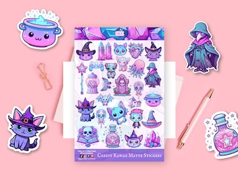 Creepy Kawaii Goth Vinyl Stickers: Waterproof Pastel Decals