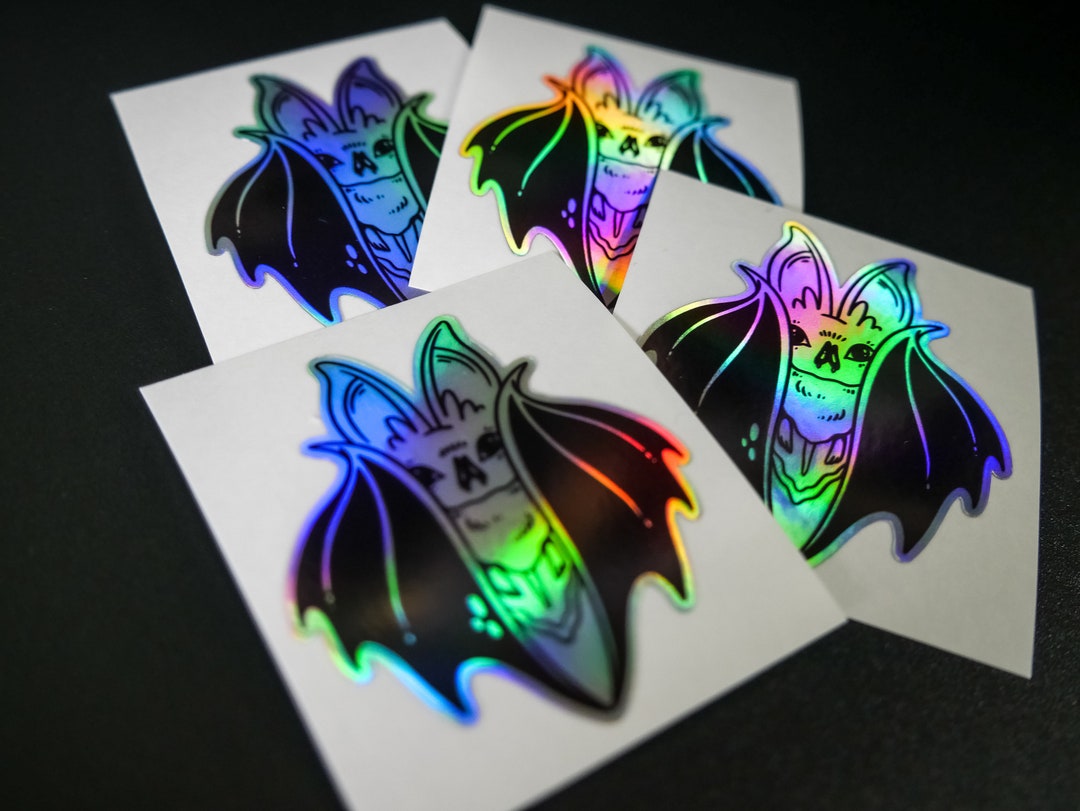 Cute Bat Holographic Sticker - Halloween Stickers - Spooky Cute Sticker ...