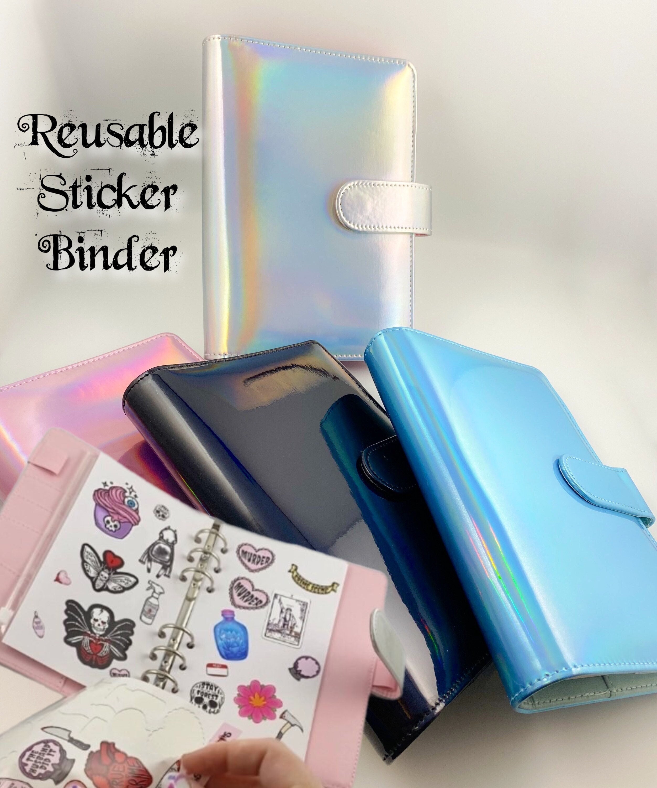 Holographic Reusable Sticker Book Sticker Album A6 Binder for Sticker  Storage Sticker Organizer Release Paper 